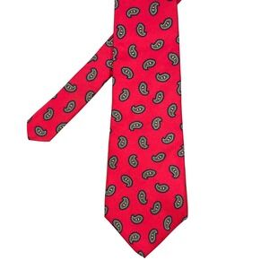 Clubfellow Red Necktie Paisley Italian Silk Made in USA Mens One Size